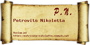 Petrovits Nikoletta névjegykártya