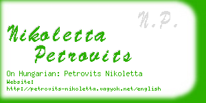 nikoletta petrovits business card